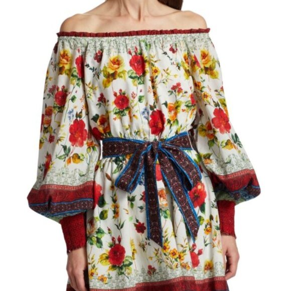 NWT Alice + Olivia Mary Off Shoulder Mini Dress in Dew Floral XS $440 - Picture 1 of 9